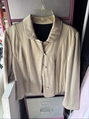 Women's Cream Leather Button-Front Jacket
